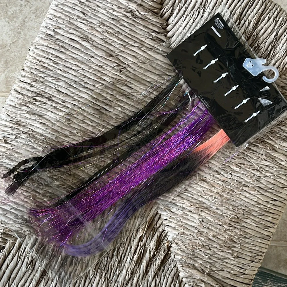 Capelli Halloween 6-Piece Faux Hair Clips Hair Extensions purple orange black